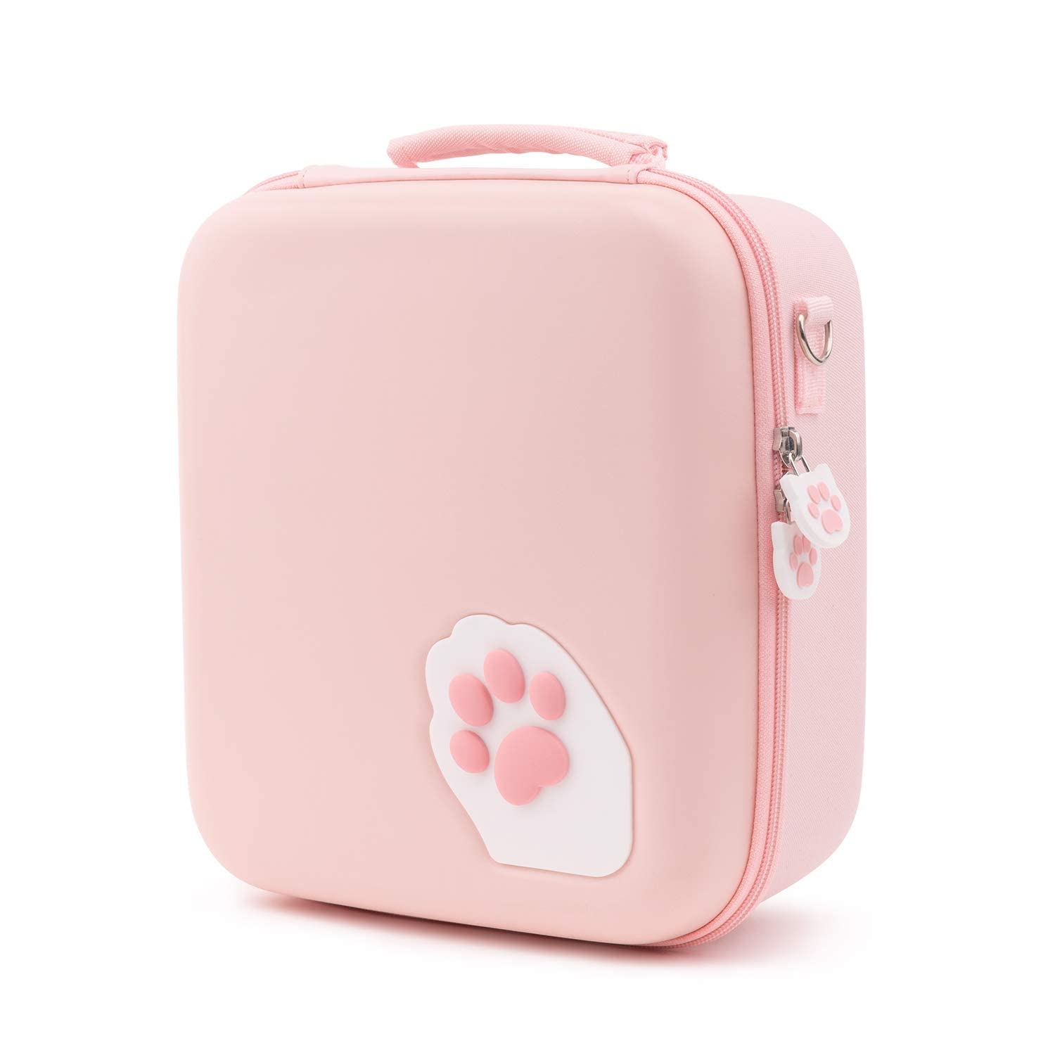 KASTWAVE Portable Hard Shell Case for Nintendo Switch, Pink Cute Cat Deluxe Storage Shoulder Bag for Nintendo Switch for Console Dock Pro for Controller Joy-Con grip for Pokeball Plus & Accessories