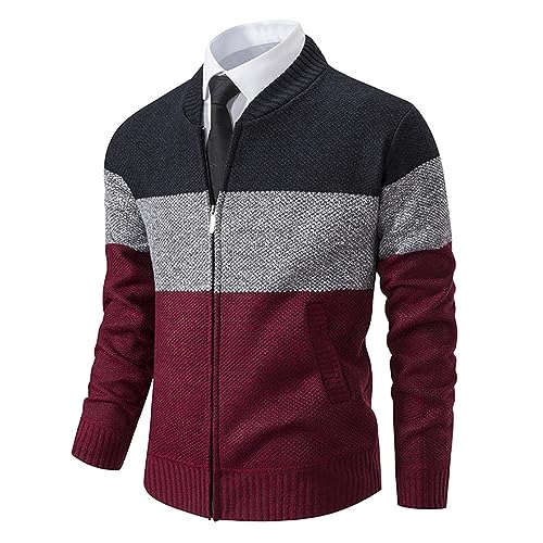 Men's Casual Cardigan Sweater Full-Zip Stand Collar Cardigans Cable Knit Sweater Cardigan Slim Fit Sweater Outwear3