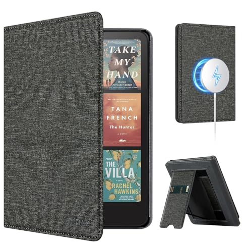Image of CoBak Stand Case for 7 inch Kindle Paperwhite 12th Gen 2024 and Kindle Colorsoft with Hand Strap - Compatible with iPhone MagSafe, for Samsung /Belkin /Anker Wireless Charging Pads, Durable, Auto Sleep Wake