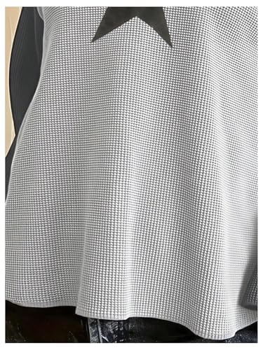 Image of MakeMeChic Girl's Star Print Color Block Crew Neck Long Sleeve Tee Shirt Y2K Tees Top Grey 16Y