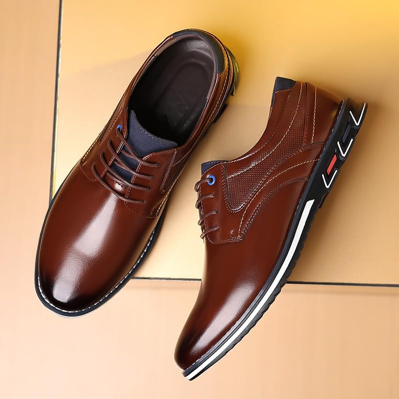 Men's Dress Shoes Business Formal Derby Sneakers Fashion Classic Round-Toe Lace Up Low Top Leather Dress Shoes2