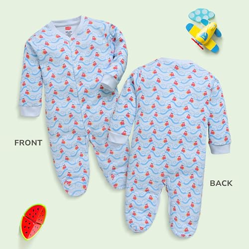 Image of LuvLap Baby Boys and Girls 100% Cotton Full Sleeve Romper /Bodysuit Pack of 3