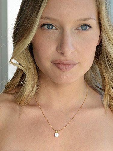 Mariell Cubic Zirconia Crystal Gold Pendant Necklace for Women, 2 Carat CZ, Bridal Wedding Jewelry Gift4