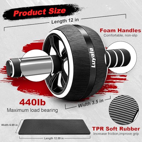 Ab Roller Wheel, 10-In-1 Ab Exercise Wheels Kit with Resistance Bands, Knee Mat, Jump Rope, Push-Up Bar - Home Gym Equipment for Men Women Core Strength & Abdominal Exercise