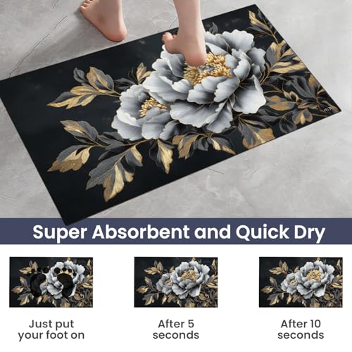 Image of MAXOSHINE PVC Bathroom Mats Anti Slip | Water Absorbent Bath Floor Mat | Quick Dry Anti Skid Bathroom Mats for Home | Door Mat for Wet Area 40x60 CM (3D Rose)
