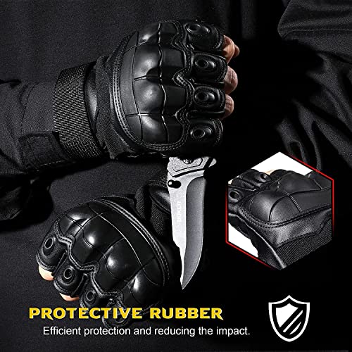 Image of Riding Gloves for Men Bike Riders - Special Tactical Gloves with Rubber Knuckle Punch | Non-Slip Half Finger with Firm Padding Motorcycle Gloves (XL, Black) (XL)