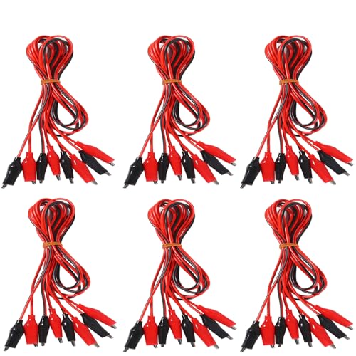 Image of 24PCS Alligator Clips Electrical Test Leads 1M Electrical Insulated Test Leads with Alligator Clips Double-Ended Jumper Wire for Circuit Connection Electrical Testing (Red and Black)