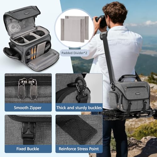 Bolsa para Cámara DSLR/SLR Mirrorless RAINSMORE Gris miniatura 6