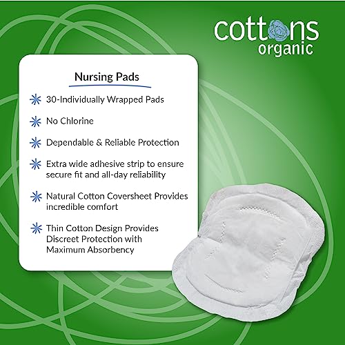 Cottons Natural Cotton Nursing Pads, 90-Individually Wrapped Pads, Unscented, Gmo Free (4 Pack) #TOP4