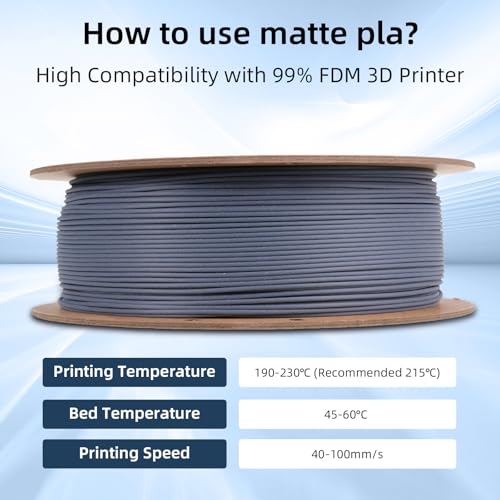 Image of eSUN Matte PLA Filament 1.75mm, 3D Printing PLA Filament 1.75mm Dimensional Accuracy + /- 0.03mm, 1kg Carboard Spool (2.2lbs) for Most FDM 3D Printers,Dark Grey