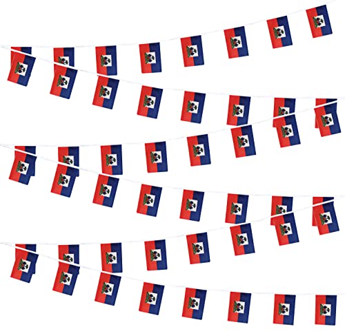 Haiti Flags Haitian Small Mini String Banner Flags Miniature Haiti Flags Banners For Grand Opening, Olympics Festival,Grand Opening Sports Celebration Decorations (50 Feet 38 Flags)