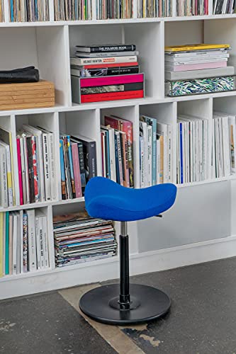Image of Varier Move Table Stool for Height Adjustable Tables, Natural Base and Fabric, Blue