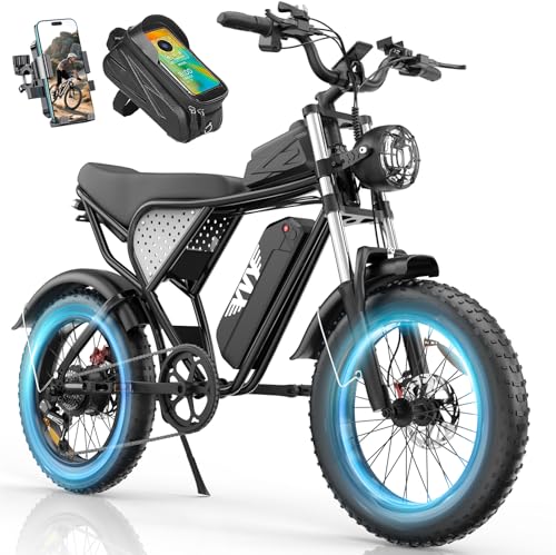 YVY Electric Bike for Adults, 48V 20Ah Removable Battery, 1500W Peak & 100+ Miles Ebike, Dual Suspension Electric Motorcycle, 20'' Fat Tires All-Terrain UL 2849 for Mountain,Snow,Sand,Commuter
