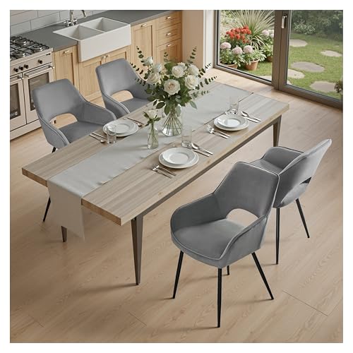 Stoolink Sillas Comedor Juego De 4, Silla De Comedor De Terciopelo, Silla De Cocina De Diseño Moderno Con Reposabrazos, Silla De Tapizadas Con Respaldo Recortado Para Cocina, Salón - Gris Stoolink Sillas Comedor Juego De 4, Silla De Comedor De Terciopelo, Silla De Cocina De Diseño Moderno Con Reposabrazos, Silla De Tapizadas Con Respaldo Recortado Para Cocina, Salón - Gris