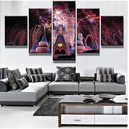 Lienzo de castillo rosa en impresión HD decorativo sin marco para salón