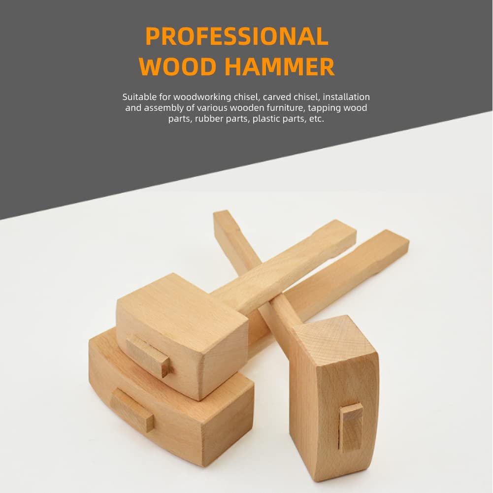 Mazo de madera natural pequeño/grande, martillo de carpintero profesional Martillo de mazo de madera Herramienta de carpintería para colocar y ensamblar muebles de madera (L)