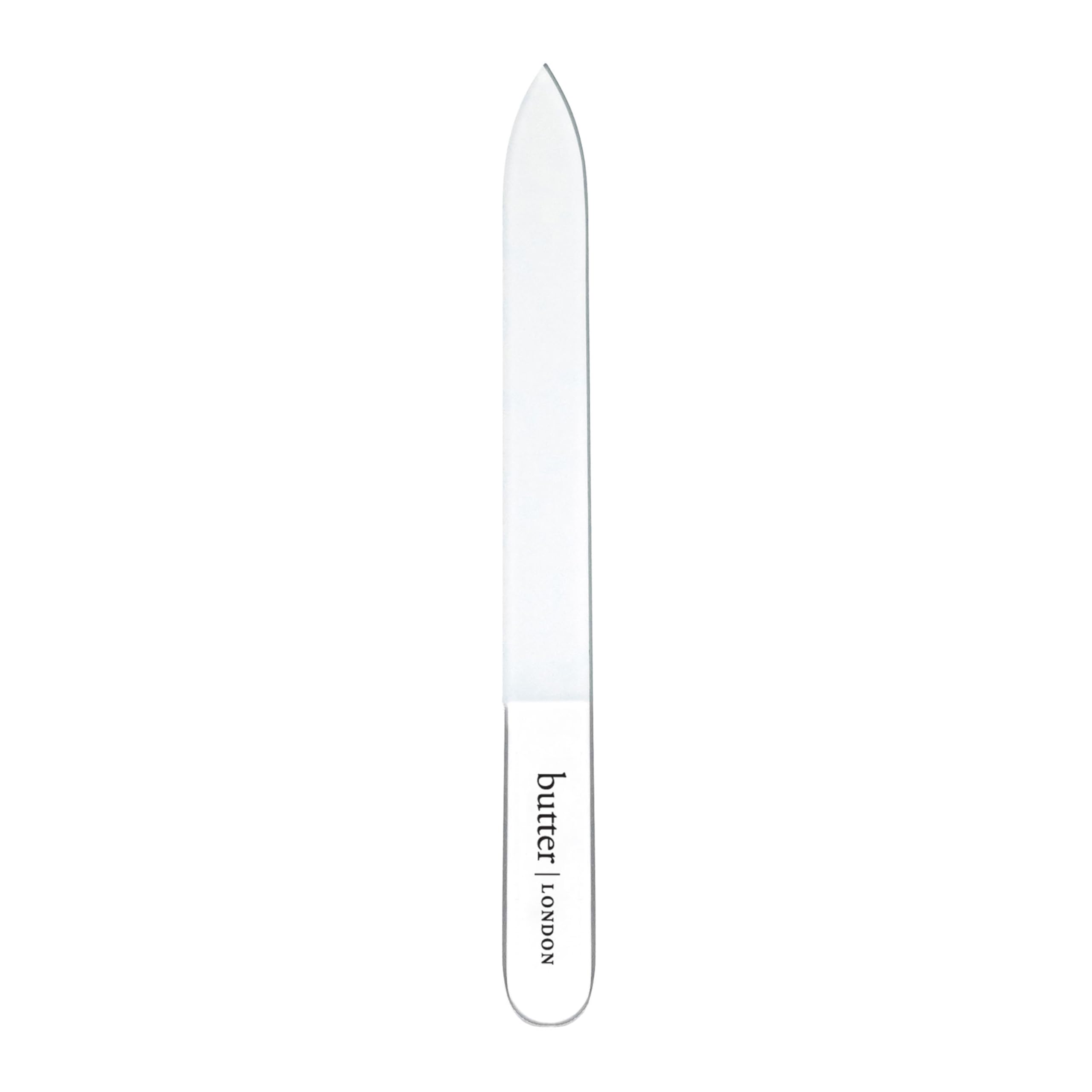 butter LONDON Signature Glass Nail File, Laser-Etched Grind Surface, Reusable, Prevents Breakage and Splitting, 1 ct.