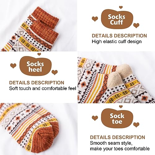 Image of ICEIVY Socks Women, Soft Knit Wool Winter Thick Warm Cabin Fuzzy Crew Women Socks 5 Pack