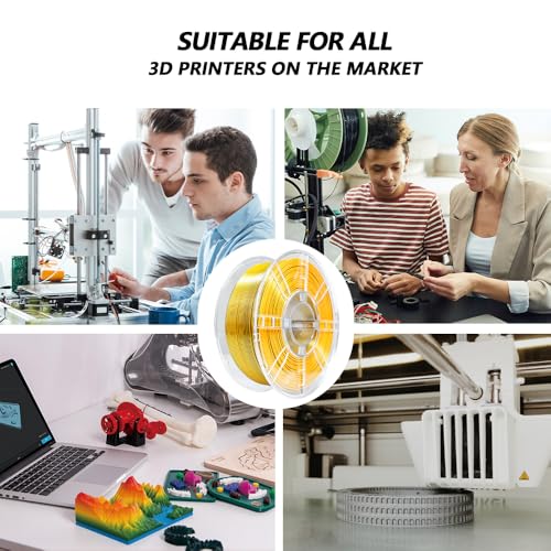 Image of iBOSS PLA+ 3D Printer Filament, PLA Plus Filament 1.75mm Silk Black Gold Shiny Silk Dual Color Filament, 3D Printing Filament 1KG /2.2lb Dimensional Accuracy + /- 0.02mm Fit Most FDM Printers