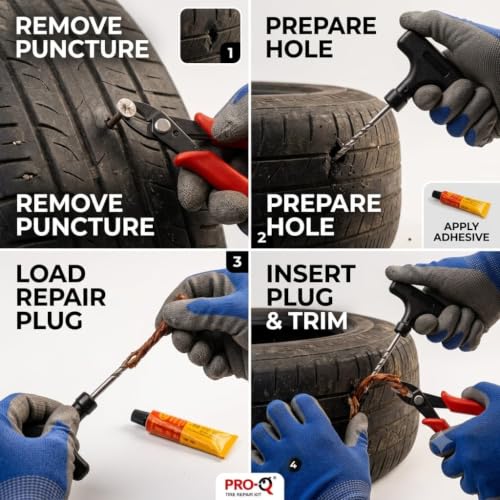 Image of Tubeless Tyre Puncture Repair Kit for Car Bike Motorcycle 5 Repair Strips