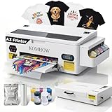 KOMHOW R1390 DTF Printer - A3 Tshirt Printing Machine, Direct to Film Heat Transfer Printer with White Ink Circulation System, DIY Print for Clothing(Includes Oven)