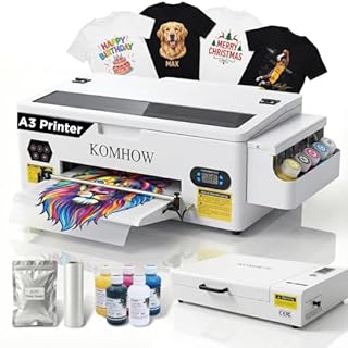 KOMHOW R1390 DTF Printer - A3 Tshirt Printing Machine, Direct to Film Heat Transfer Printer with White Ink Circulation System, DIY Print for Clothing(Includes Oven)