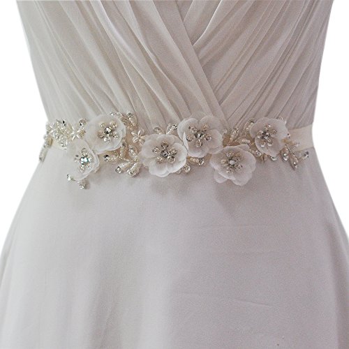 TOPQUEEN Ceinture de Robe de Mariée Strass Ceinture Robe Femme Cristal Rhinestone Ceinture de Mariage Perle Ruban Strass pour Robe de Mariée Party Soirée Femme (Bleu royal) Cover