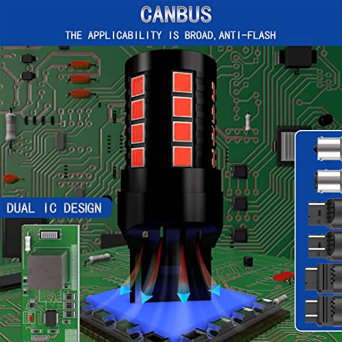 Yonput Pack-2 Led Bulb Reverse Light, Upgraded 7443 Led Bulbs For Reverse Lights, Led Lamps Replacement For Backup, Super Bright Light Fits For Car, Car Brake Turn Signal Lights (Red) #TOP5