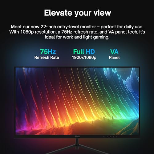 Pixio PX222 22 inch 75Hz Refresh Rate FHD 1080p Resolution VA Panel Gaming Monitor with VGA and HDMI Inputs