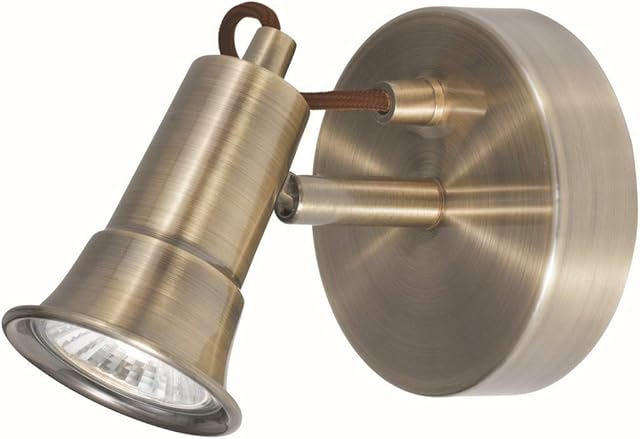 Single Antique Brass Traditional Style Wall Spotlight Fitting / Lighting