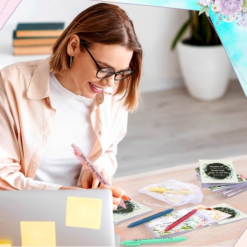 Image of Mooliwe 24 Pcs Positive Affirmation Gift Set Gratitude Notebooks with Pens Small Bags Motivational Encouragement Notepads Daily Affirmations Journal for Women Stress Relief Self Care (Watercolor)
