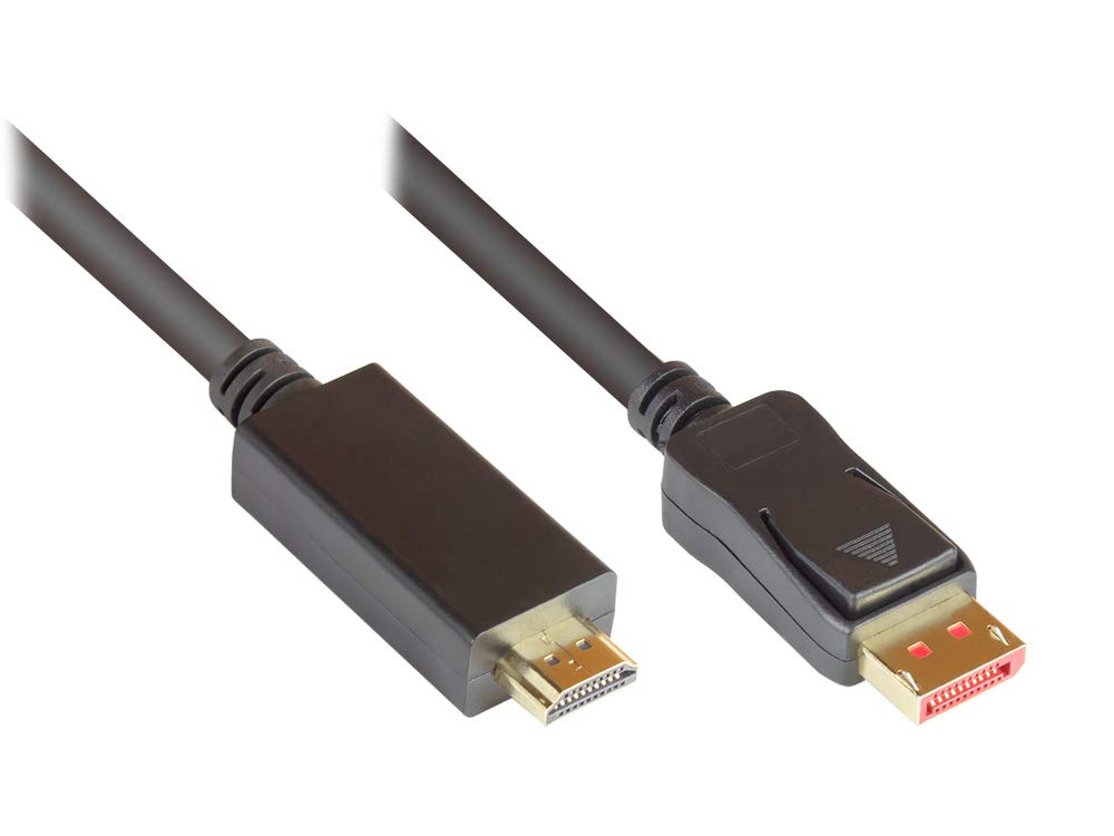 Good Connections Premium - Cable Adaptador de DisplayPort 1.4 a HDMI 2.0 (4K / UHD @ 60Hz, apantallamiento de 3 Capas, contactos Dorados, Conductor de Cobre, 5 m), Color Negro