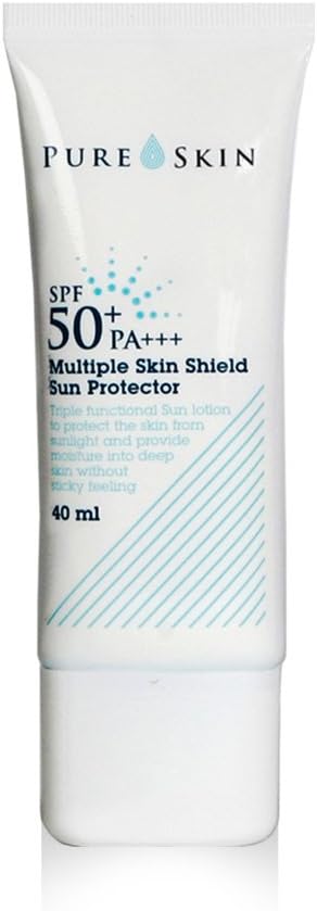 [PURE SKIN] Multiple Skin Shield Sun Protector – Lightweight But Powerful Moisturizing Sun Screen With NO White Residue, Natural Coverage, Anti-Aging, SPF50+/PA+++, 1.35 fl. oz.(40ml)