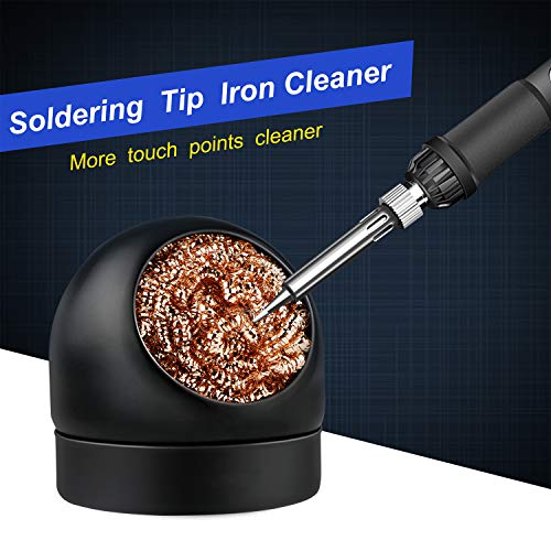 Image of Soldering Iron Tip Cleaner Non-slip Solder Tip Cleaning Wire Ball & Base Holder Soft Coiled Brass Tip Cleaner Kit