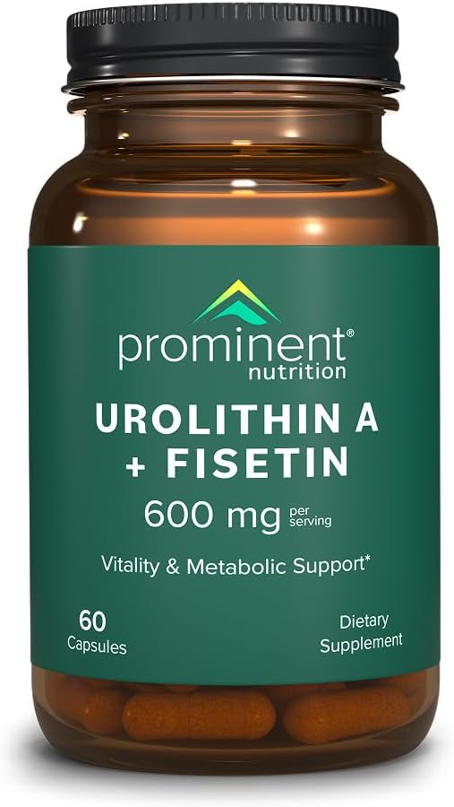 Prominent Nutrition Urolithin A + Fisetin, 30-Day Supply – Supports Vitality, Oxidative Stress, Muscle Recovery & Cellular Health – Vegan, Non-GMO, Gluten Free, 600mg Serving, 60 Capsules