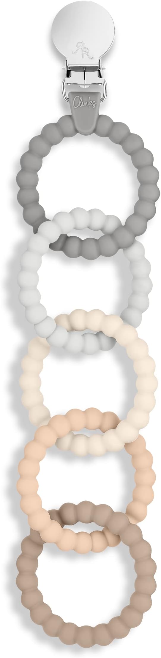 Cutie Clinks Attachable Teether Chew Toy for Babies (Neutral)