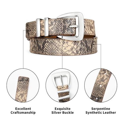 Brown Snake Texture Belt with Silver Buckle Women’s Brown Belt for Jeans, Dresses, Night Out4