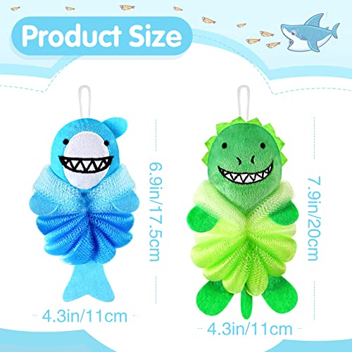 2 Pcs Bath Loofahs Kids Toddler Body Loofahs Cute Cartoon Kids Loofah Kid Bath Sponges Loofah Bath Pouf Body Scrubber Mesh Loofah Sponges For Children Shower Washing Exfoliating (Animal) #TOP1