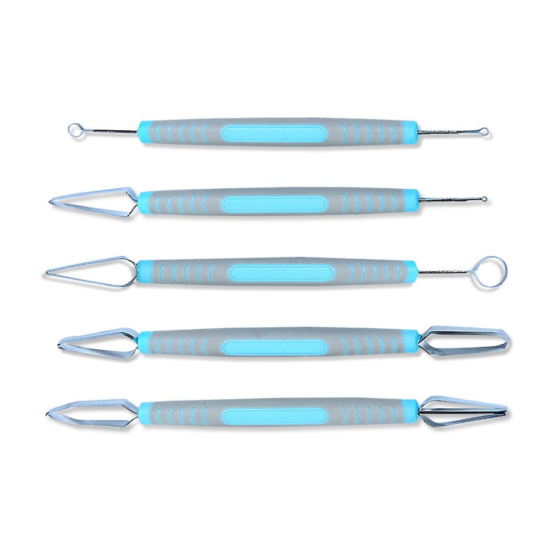 Fruit and Vegetable Carving Loop Tools 5PCS with Blue Handle