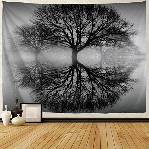 BJHAP Large Tapestry Black and White Native Purity Tree of Life Tapestries Shadow Trees in Water Hippie Tapestries Bohemian Boho Tapestry Wall Hanging for for Bedroom Living Room Dorm 90 x 60 Inches
