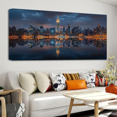 Affiche photo de grands immeubles sur toile encadrée 60x120 cm