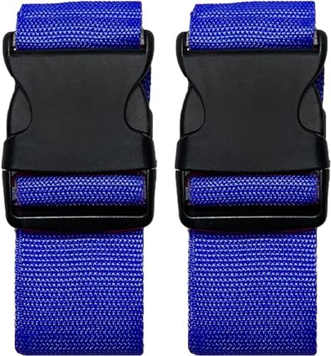 Image of Luggage Straps: Secure Your Belongings, Made Seat Belt Material Size 2 inch X6.5FT Color + 1 ADD A Baggage Belt(1 inchX20 inch Black) (Blue, 4 Pack)