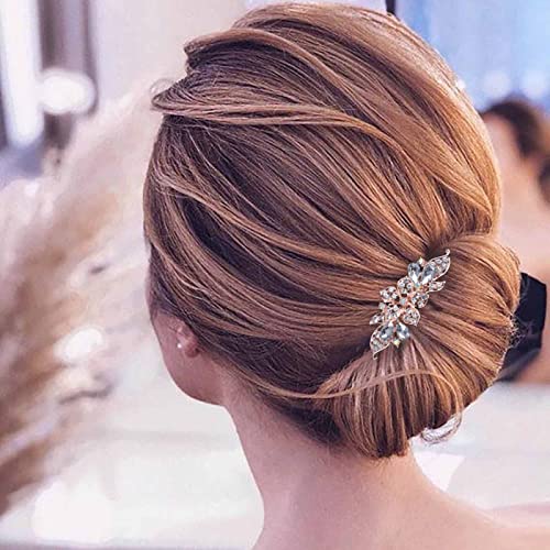 Zeshimb Bridal Hair Clip Barrette Crystal Wedding Headpieces Gold Crystal Hair Barrette Rhinestone Bride Headwear Wedding Hair Accessories For Women And Girls #TOP5