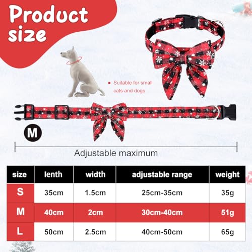 Hundehalsband Weihnachten, 1 Stück Weihnachtshalsband Hund, Fliege Hund Weihnachten,Niedliches Karomuster, Hunde Weihnachtskostüm, Haustier Halsband für Klein Mittlere Groß Hunde Katzen Welpen(M)
