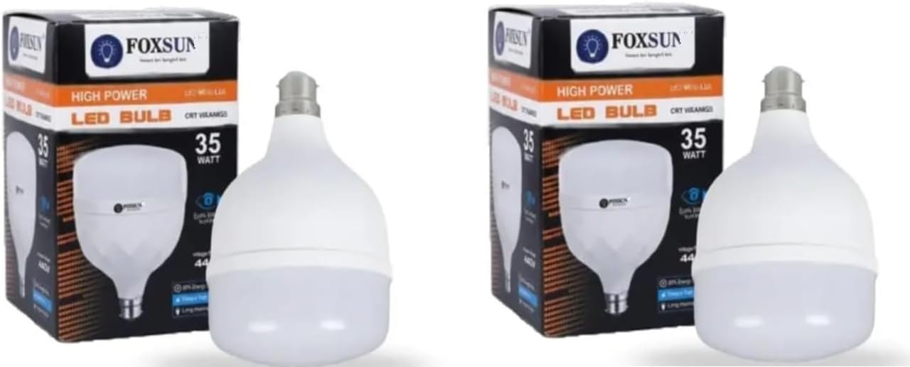 - High Brightness 35W LED Bulb Combo (2 Pc) | Cool Day White Energy Efficient Lighting for Hall, Shop & Outdoor | B22/E27 Base
