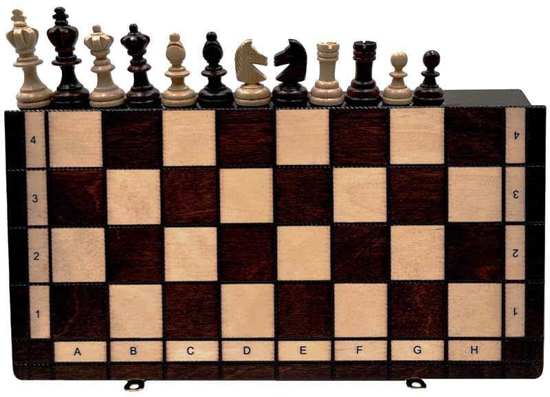 Gra w szachy - szachy olimpijskie - składana szachownica | 35 x 35 cm | z drewna i 32 figurki szachowe - Chess Set