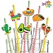 72 Packs Cinco De Mayo Fiesta Paper Striped Straws Party Decoration for Fun Fiesta Taco Party Supplies, Luau Event Photo Props, Mexican Theme for Carnivals Festivals, Dia De Muertos, Coco Theme, Wedding, Birthdays and Party Favors
