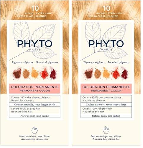 Kit coloration permanente Phyto 10 blond extra clair aux pigments végétaux lot de 2
