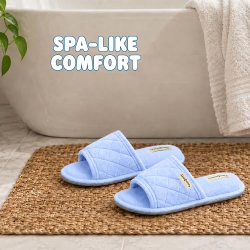 Image of Dearfoams womens Slipper Memory Foam Summer House Shoe Beatrice Terry Slide