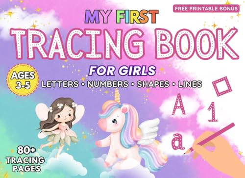 Tracing Book for Girls Ages 3-5: Full Color Edition: Big Easy Lines for Preschool & Kindergarten | Alphabet A-Z, Numbers 0-10, Shapes & Pre-Writing ... for Kids (My First Tracing Workbooks)